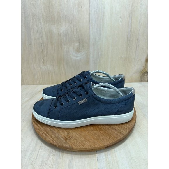 Ecco Soft Blue Leather Casual Shoes Mens Size 44 US 10 - Picture 1 of 8